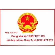  Công văn số 1839/TCT–CS