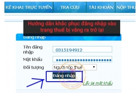 Lỗi đăng nhập vào trang thuế nhantokhai.gdt.gov.vn tự động thoát ra